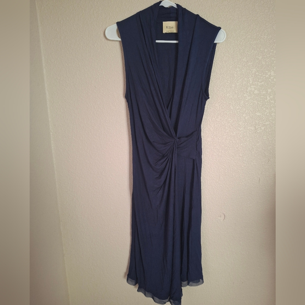 Elie Tahari Asymmetrical Navy Dress Small Nwt